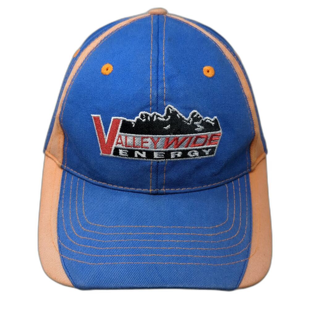 Buck's Bags Baseball Cap Blue Orange OSFM Valley Wide Energy Mountain Logo Hat